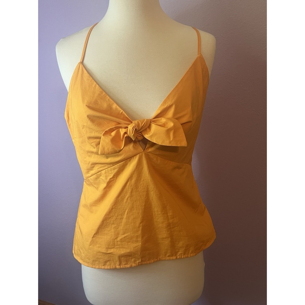 Banana Republic Mustard Yellow Orange Tie Summer Tank Top Size Small New